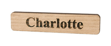 Engraved wooden name badges - Real wood name badge with engraved logo and text | www.namebadgesinternational.co.uk